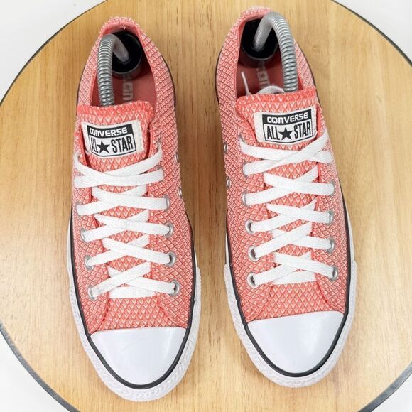 Converse Chuck Taylor All Star Ox Textured Canvas Sneakers Coral Ultra Red 8 - Picture 4 of 11